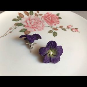 Lightweight Silicone Purple Flower Earrings